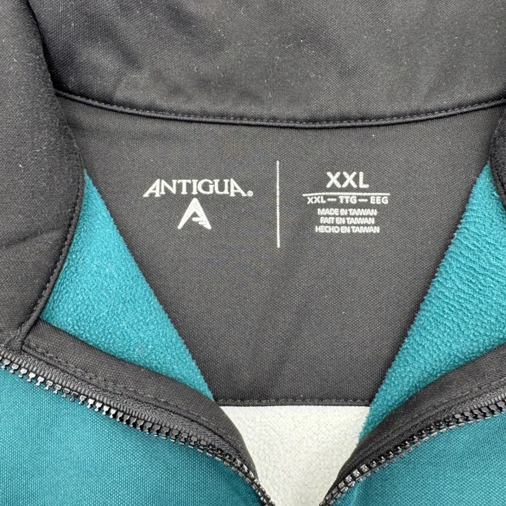 Antigua‎ Philadelphia Eagles NFL Quarter Zip Pullover Men's XXL Green Colorblock
